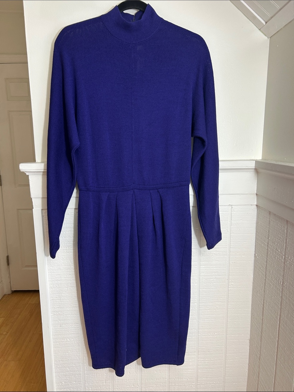 St John for Saks Fifth Avenue Vintage Purple Santana Knit Mock Neck Dress, sz 8